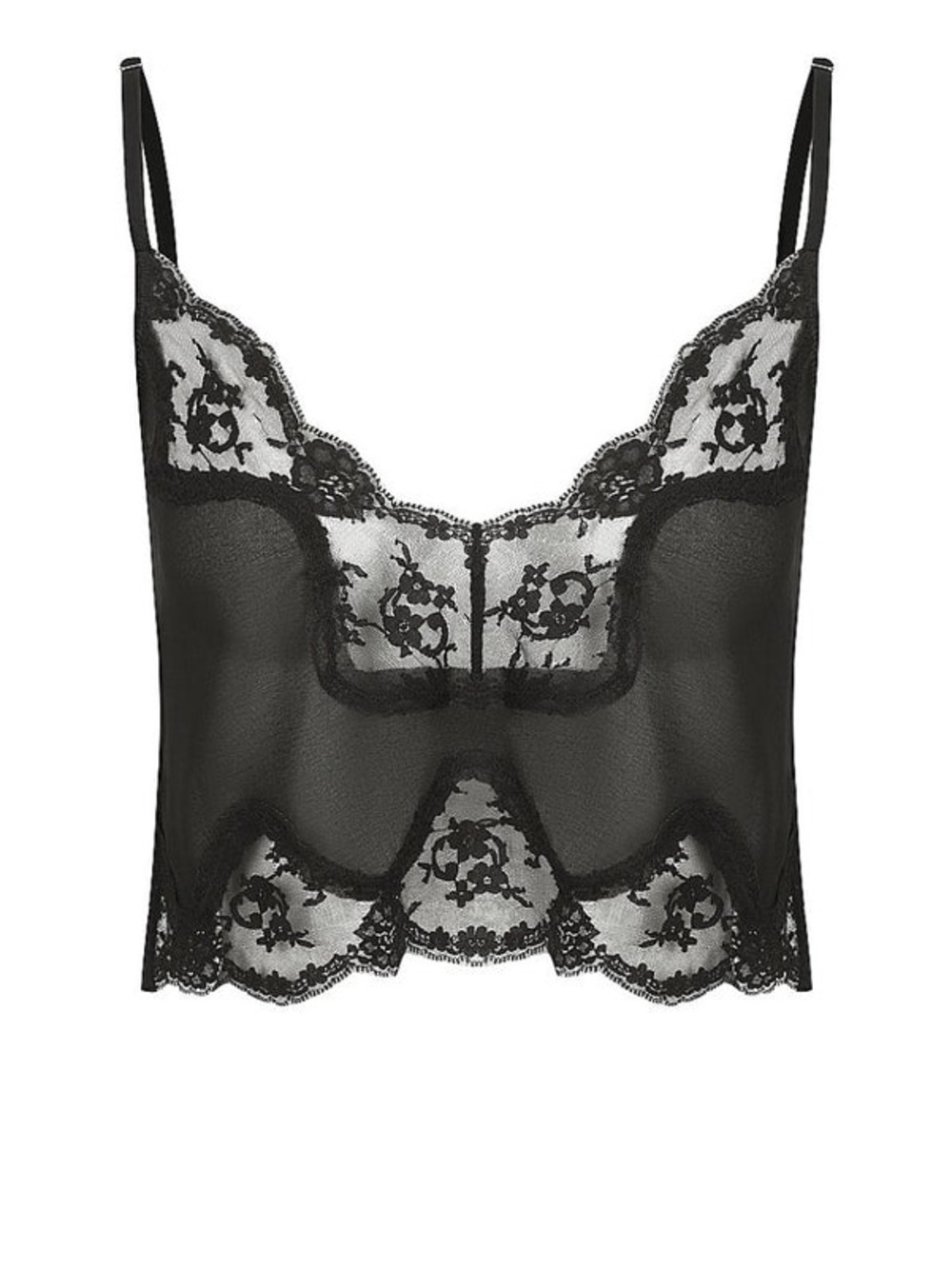 Sheer Black Harley Lace Camisole with Delicate Trim - Picture 3 of 5